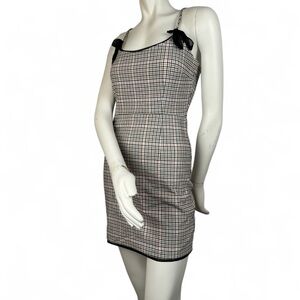 Kendall & Kylie Plaid Black Lace Trim & Bows Mini Dress Size Small Goth Grunge